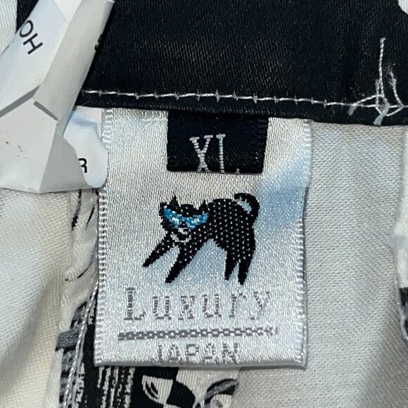 Women's GOLF NOVELTY PRINT BLACK & WHITE GOLFERS TROUSERS PANTS- Luxury Japan - Picture 12 of 13